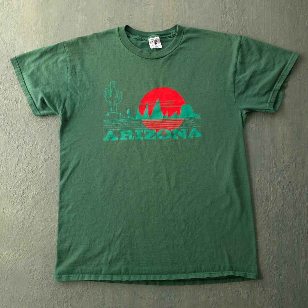 Vintage 90s Delta Green Arizona Graphic T-shirt Size L Y2K Desert Cactus